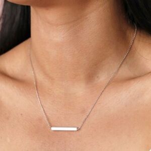 NIB Sterling Silver Horizontal Bar Pendant Necklace .925 Sz 18”